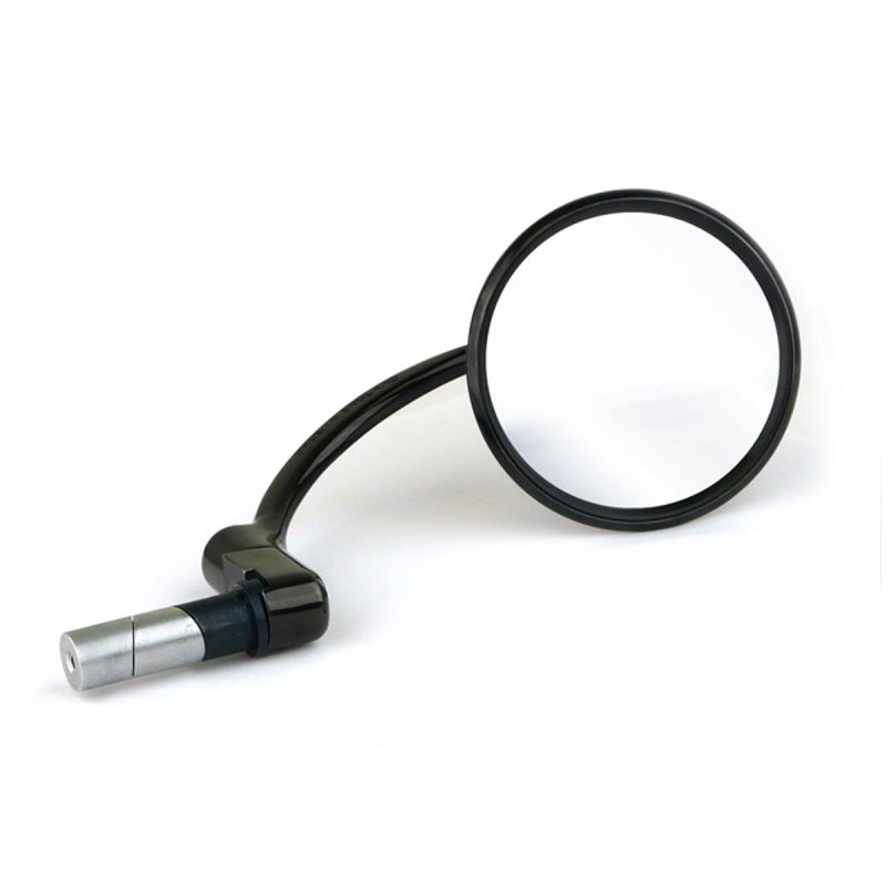 BAR-END MIRROR ROUND HEAD BLACK CHROME